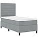 Letto a Doghe con Materasso Grigio Chiaro 100x200 cm Tessuto - Foto miniatura 6