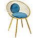 Sgabello Imbottita In Metallo Dorato Blu 55x46x70h - Foto miniatura 1