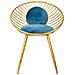 Sgabello Imbottita In Metallo Dorato Blu 55x46x70h - Foto miniatura 3