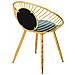 Sgabello Imbottita In Metallo Dorato Blu 55x46x70h - Foto miniatura 5