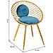 Sgabello Imbottita In Metallo Dorato Blu 55x46x70h - Foto miniatura 7