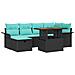 Set Divano da Giardino con cuscino 7 pcs Nero polyrattan - Foto miniatura 1