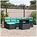 Set Divano da Giardino con cuscino 7 pcs Nero polyrattan - Foto miniatura 2
