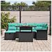 Set Divano da Giardino con cuscino 7 pcs Nero polyrattan - Foto miniatura 3