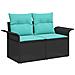 Set Divano da Giardino con cuscino 7 pcs Nero polyrattan - Foto miniatura 4