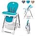 Linn Plus Seggiolone Pappa Compatto Reclinabile Regolabile E Pieghevole Con Vassoio Staccabile Cinture A 5 Punti Con Cuscino Riduttore E Ruote Fino 15 Kg (turchese)  - Foto miniatura 1