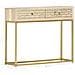 Tavolo Consolle Oro 90x30x75 cm Legno Massello di Mango - Foto miniatura 7