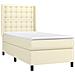 Giroletto A Molle Con Materasso Crema 90x200 Cm In Similpelle - Foto miniatura 3