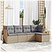 Set Divano da Giardino 5 pz con Cuscini Beige in Polyrattan - Foto miniatura 2