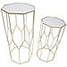 Coppia Consolle New Glass Glam In Ferro Dorato E Vetro, H 100 E 80 Cm - Foto miniatura 2