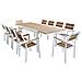 Set Tavolo Giardino Allungabile Rettangolare 200/300 X 100 Con 10 Poltrone In Alluminio Bianco E Polywood Da Esterno - Foto miniatura 4