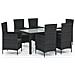 Set Mobili Da Giardino 7 Pz Con Cuscini In Polyrattan Nero - Foto miniatura 2