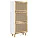 Scarpiera Bianca52x25x115cm Legno Multistrato e Rattan Naturale - Foto miniatura 5