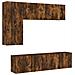 Mobili Tv A Muro 5pz Rovere Fumo In Legno Multistrato - Foto miniatura 2