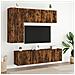 Mobili Tv A Muro 5pz Rovere Fumo In Legno Multistrato - Foto miniatura 3