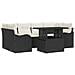 Set di Divani da Giardino da 7 Pezzi con Cuscini Nero Polirattan, Divano da Giardino per Due con Cuscini Nero Polirattan - Foto miniatura 1