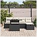 Set Divano da Giardino  6 Pezzi con Cuscini Nero Polyrattan, Divano da Giardino 2 Posti  con Cuscini Nero Polyrattan - Foto miniatura 3