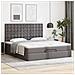 Struttura Letto Pouf con Materasso Grigio 160x200 cm Similpelle - Foto miniatura 3