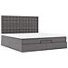 Struttura Letto Pouf con Materasso Grigio 160x200 cm Similpelle - Foto miniatura 6