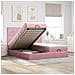 Struttura Letto Pouf con Materassi Rosa 160x200 cm Velluto - Foto miniatura 2