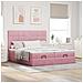 Struttura Letto Pouf con Materassi Rosa 160x200 cm Velluto - Foto miniatura 3