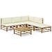 Set Salotto da Giardino 6pz con Cuscini Bianco Crema in Bambù - Foto miniatura 1