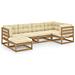 Set Divani Da Giardino 6 Pz Con Cuscini Legno Massello Di Pino - Foto miniatura 1