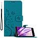 Custodia Compatibile Con Huawei Mate 9 In Blu Fiore - Coperchio Protettivo In Design Floreale Con Chiusura Magnetica, Funzione Stand E Slot Per Carte - Foto miniatura 1