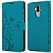Custodia Compatibile Con Huawei Mate 9 In Blu Fiore - Coperchio Protettivo In Design Floreale Con Chiusura Magnetica, Funzione Stand E Slot Per Carte - Foto miniatura 8