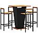 Set Bar Giardino 5 pz Nero Polyrattan e Legno Massello Acacia - Foto miniatura 7