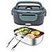 Lunch Box Elettrica Da 40w, Di 1500ml. Riscalda Il Tuo Cibo Al Suo Interno. Adattatore Di Corrente E Per Auto. Include Posate E Custodia. - Foto miniatura 6