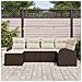 Set Divano da Giardino 6 Pezzi con Cuscini Marrone Polyrattan - Foto miniatura 3