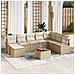 Set divano da giardino  9 pezzi con cuscini Rattan polimerico beige Acacia, Divano da giardino  2 posti con cuscini Rattan polimerico beige - Foto miniatura 2