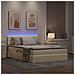 Letto con contenitore e LED con led Crema 140 x 190 cm Tessuto - Foto miniatura 5