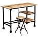 Scrivania Con Sgabello Pieghevole In Legno Di Mango 115x50x76cm - Foto miniatura 1