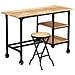 Scrivania Con Sgabello Pieghevole In Legno Di Mango 115x50x76cm - Foto miniatura 5
