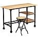 Scrivania Con Sgabello Pieghevole In Legno Di Mango 115x50x76cm - Foto miniatura 7