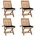 Sedie da Giardino Pieghevoli con Cuscini 4 pz Massello di Teak - Foto miniatura 1