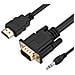 Cavo Hdmi A Vga Maschio E Connettore Jack 3,5 Mm Qualità Full Hd 1,8m Nero - Foto miniatura 1