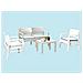 Set Salotto Da Esterno Carpi, Set Da Giardino Con 2 Poltrone, 1 Divano Ed 1 Tavolino, Salottino Effetto Rattan Con Cuscini, 100% Made In Italy, Bianco - Foto miniatura 1