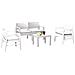 Set Salotto Da Esterno Carpi, Set Da Giardino Con 2 Poltrone, 1 Divano Ed 1 Tavolino, Salottino Effetto Rattan Con Cuscini, 100% Made In Italy, Bianco - Foto miniatura 2