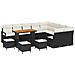 Set da Giardino in 13 Pezzi con Cuscini Polyrattan Nero Acacia, Set da Pranzo in 4 Pezzi con Cuscini Polyrattan Nero Acacia, Divano da Giardino a Due Posti con Cuscini Polyrattan Nero - Foto miniatura 1