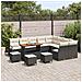 Set da Giardino in 13 Pezzi con Cuscini Polyrattan Nero Acacia, Set da Pranzo in 4 Pezzi con Cuscini Polyrattan Nero Acacia, Divano da Giardino a Due Posti con Cuscini Polyrattan Nero - Foto miniatura 3
