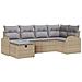 Set divano da giardino a 6 pezzi con cuscini beige polyrattan - Foto miniatura 1