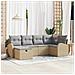 Set divano da giardino a 6 pezzi con cuscini beige polyrattan - Foto miniatura 2