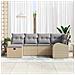 Set divano da giardino a 6 pezzi con cuscini beige polyrattan - Foto miniatura 3