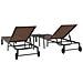 Lettini 2 pcs con Ruote e Tavolo Marrone in Polyrattan - Foto miniatura 9
