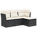 Set Divani da Giardino 4 pz con Cuscini Nero in Polyrattan - Foto miniatura 1