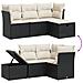 Set Divani da Giardino 4 pz con Cuscini Nero in Polyrattan - Foto miniatura 3