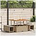 Set da Pranzo da Giardino 3 Pezzi con Cuscini Beige in Rattan Sintetico e Acacia - Foto miniatura 2
